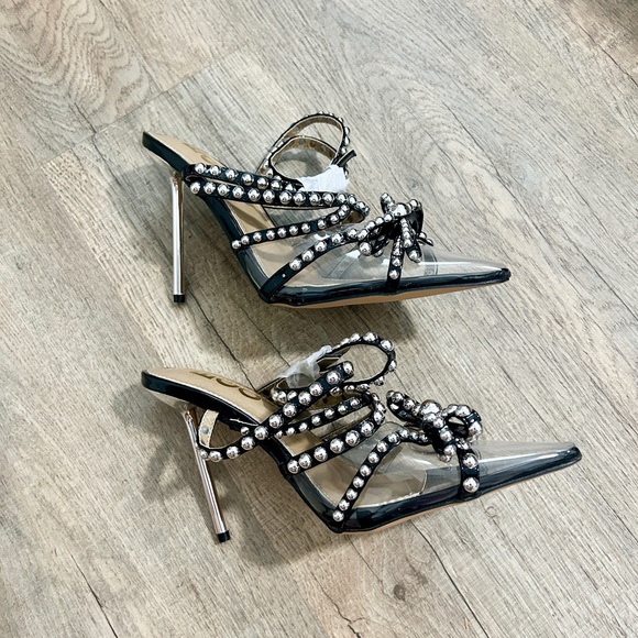 NEW EGO black stud pointy toe Heels size 8. - Picture 3 of 7